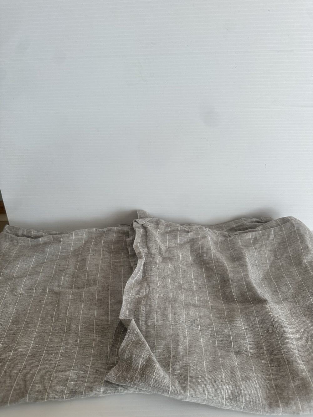 Crate and Barrel Linen Pinstripe Euro Shams Grey Luxury Bedding Minimalist